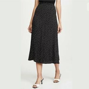 Reformation Polka Dot Selene Bea Skirt Black 0